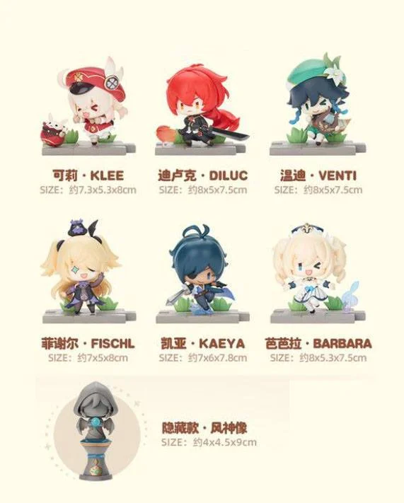 Genshin Impact Battle Scene Series Trading Figure Mondstadt Edition 5 cm - 1 Unidade